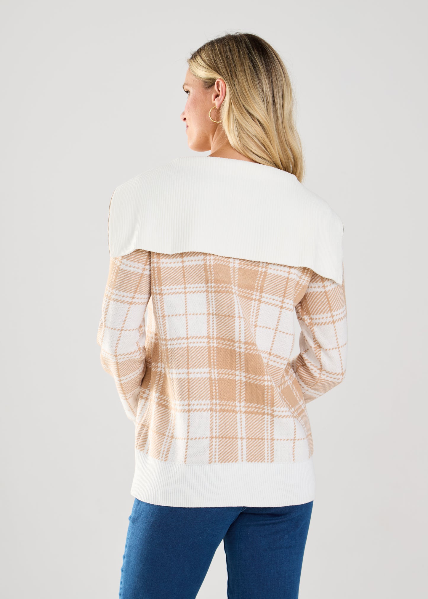 Long Sleeve Plaid Half Zip