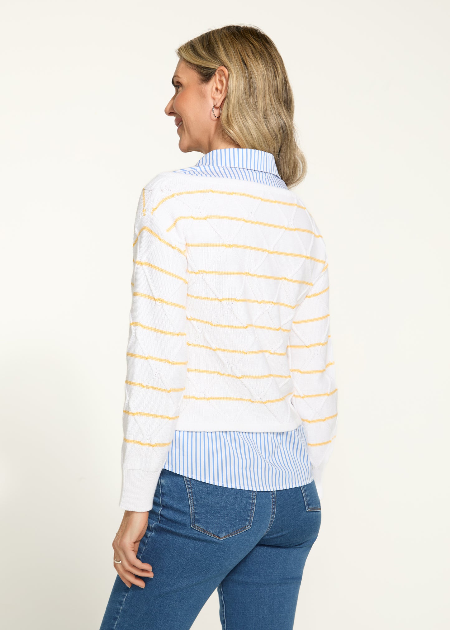 Stripe Sweater Blouse Set