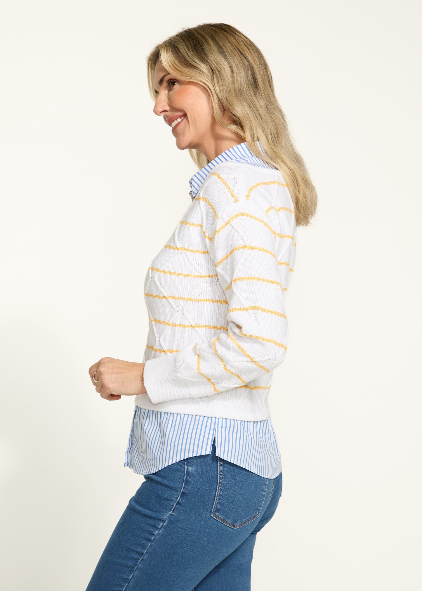 Stripe Sweater Blouse Set