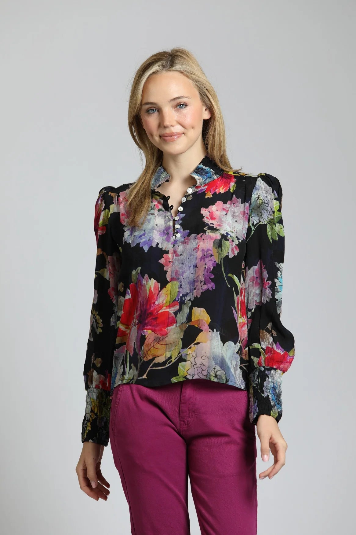 Painted Bloom Print Blouse