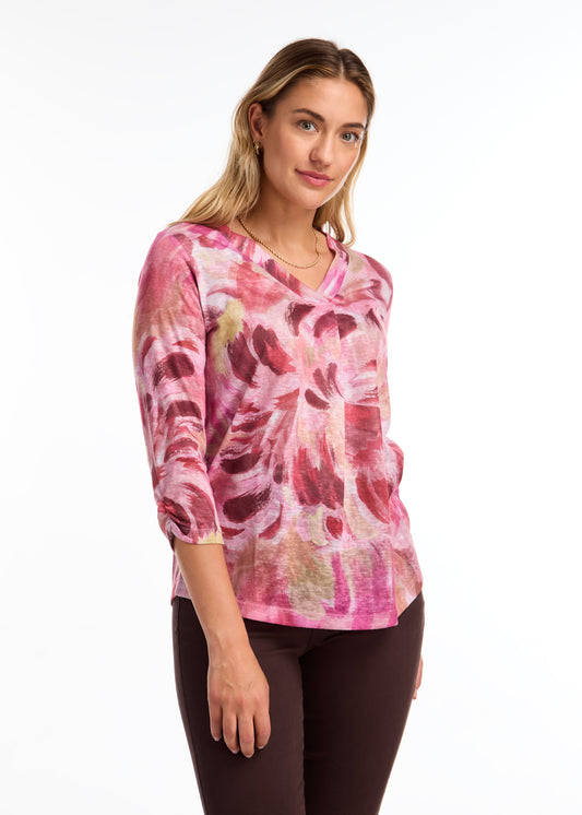 Gallery Print V Neck Top