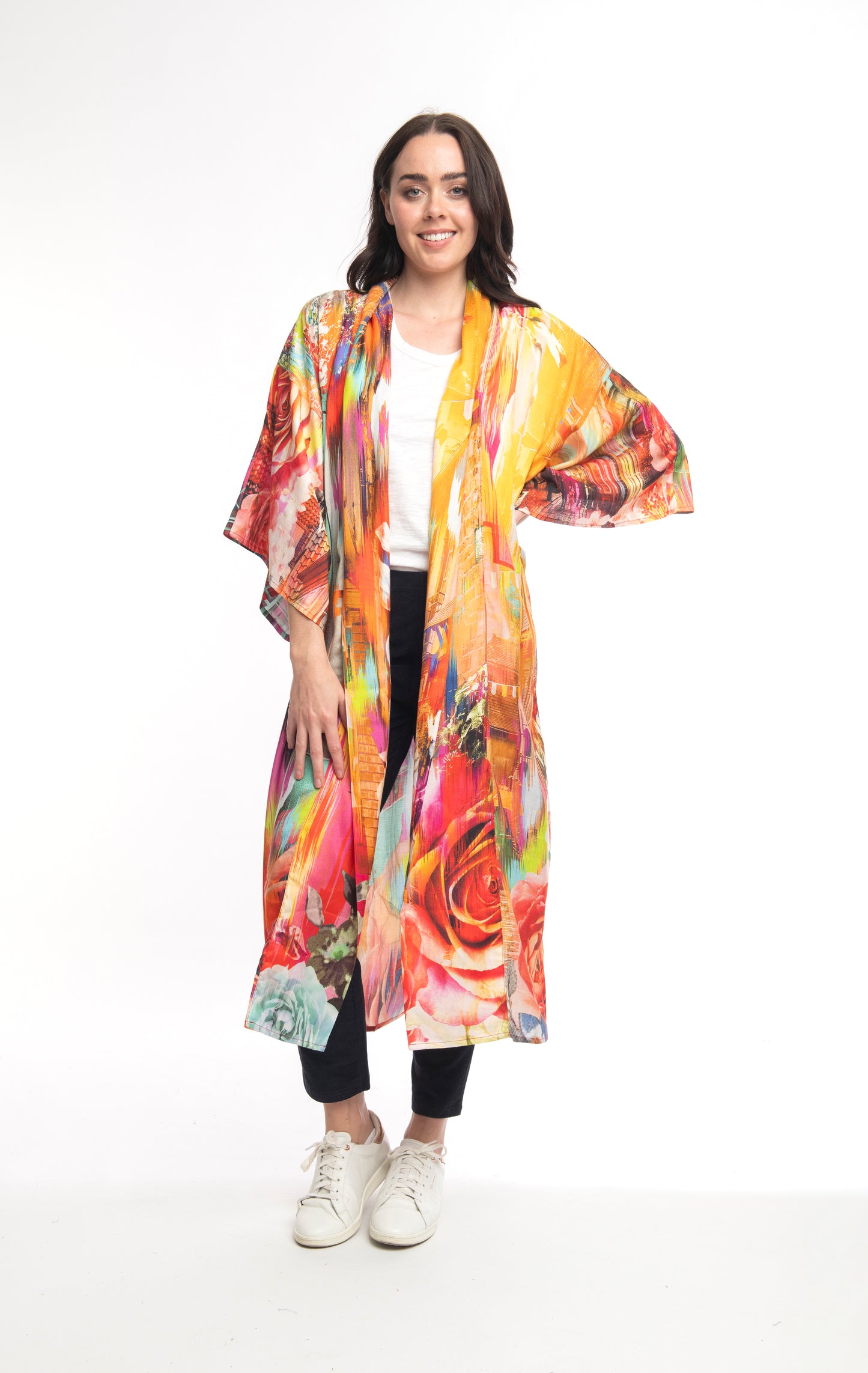 Digital Rose Print Kimono