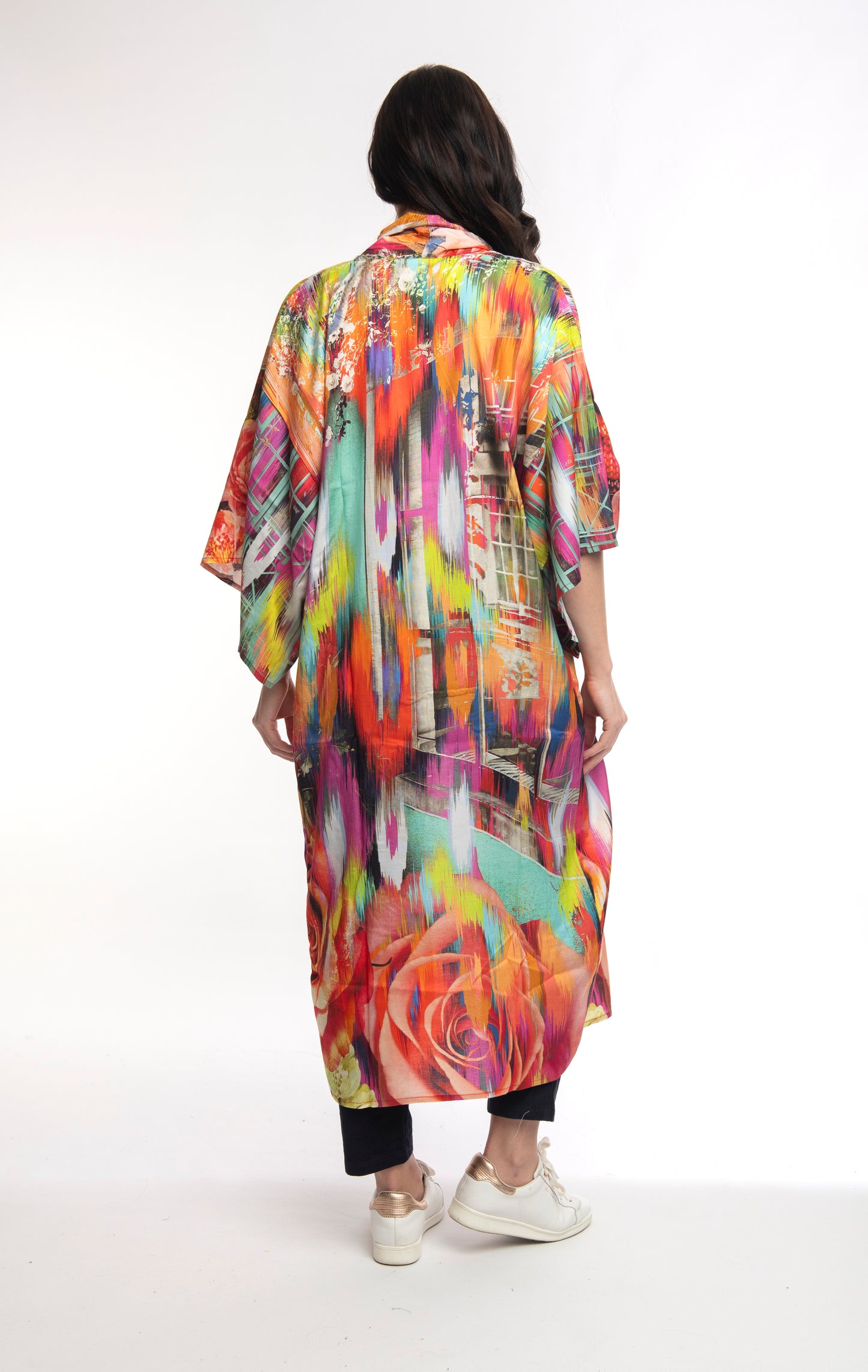 Digital Rose Print Kimono