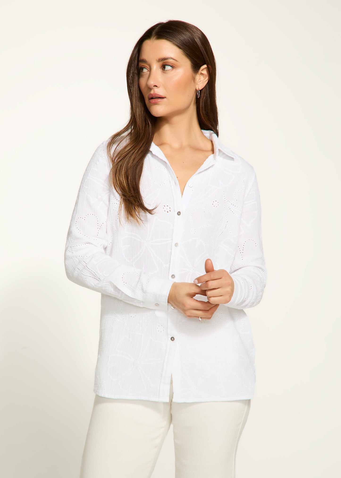 Long Sleeve Eyelet Tunic