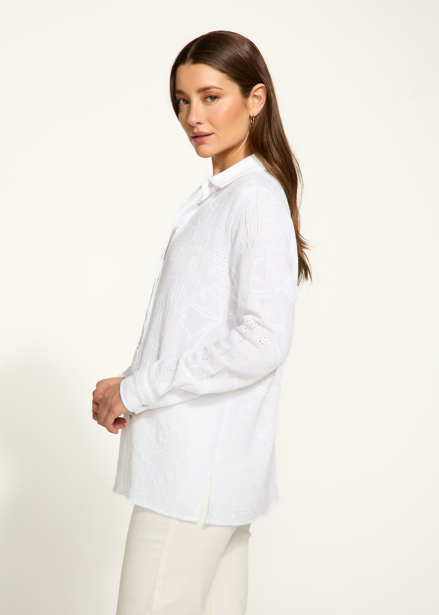 Long Sleeve Eyelet Tunic