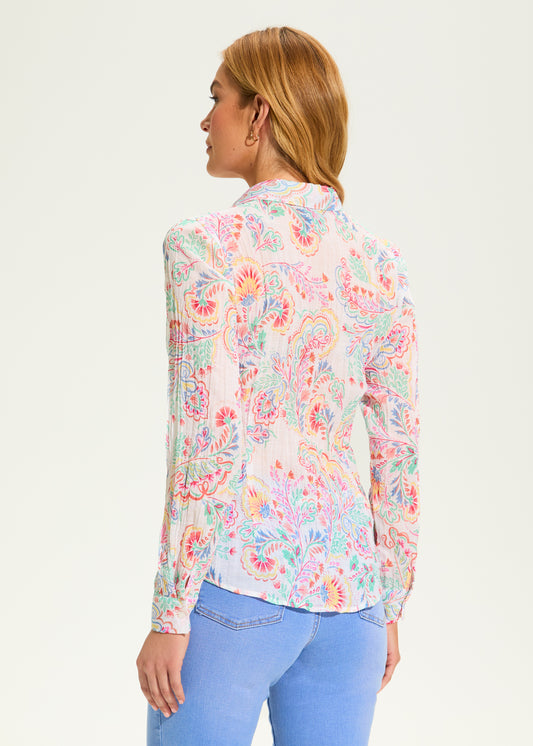 Paisley Crinkle Print Blouse