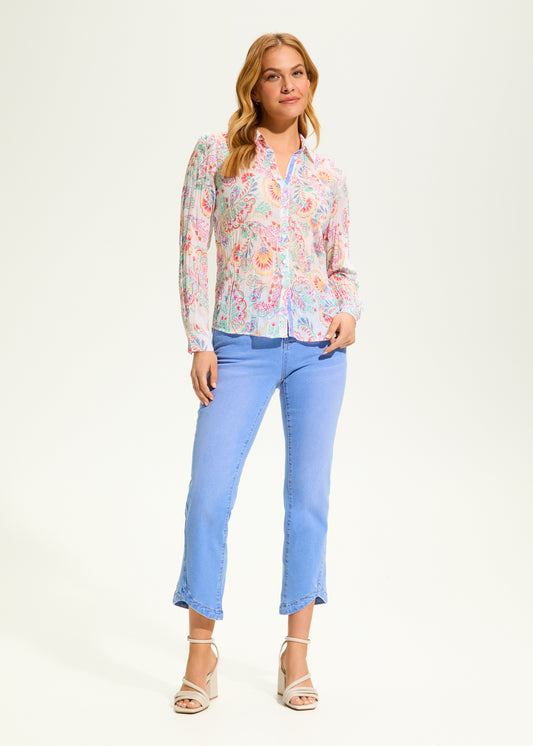 Paisley Crinkle Print Blouse