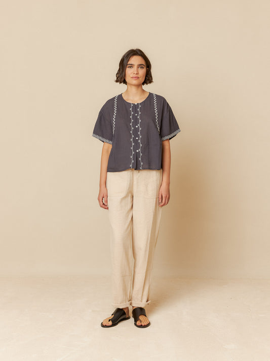 Embroidered Trapeze Shirt