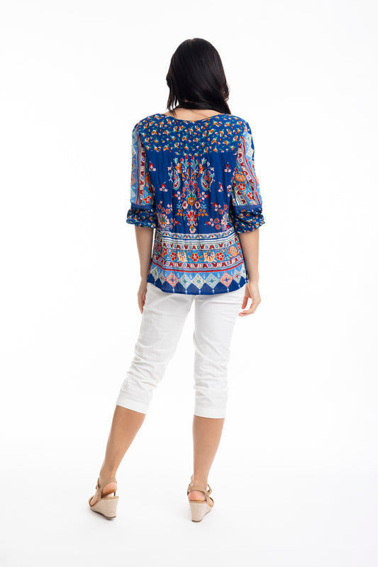 Boho Top | Tapestry Blue