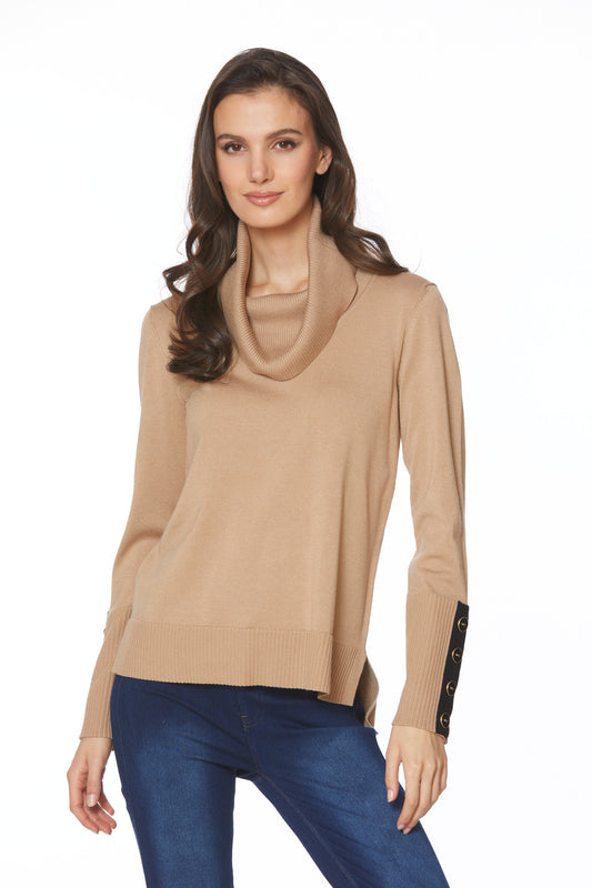 Contrast Cowl Neck Sweater