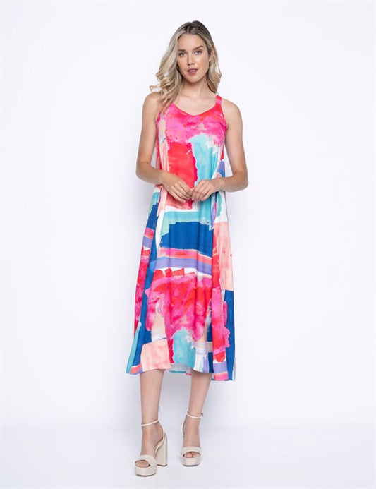 Pink Multi Midi Dress