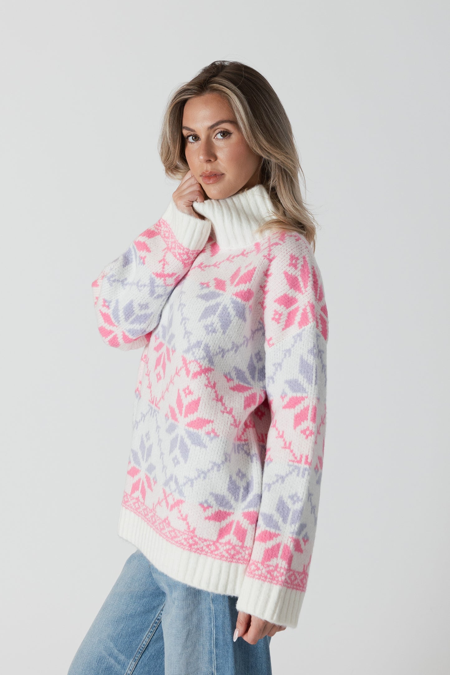 Lyra Fair Isle Mock Neck Sweater