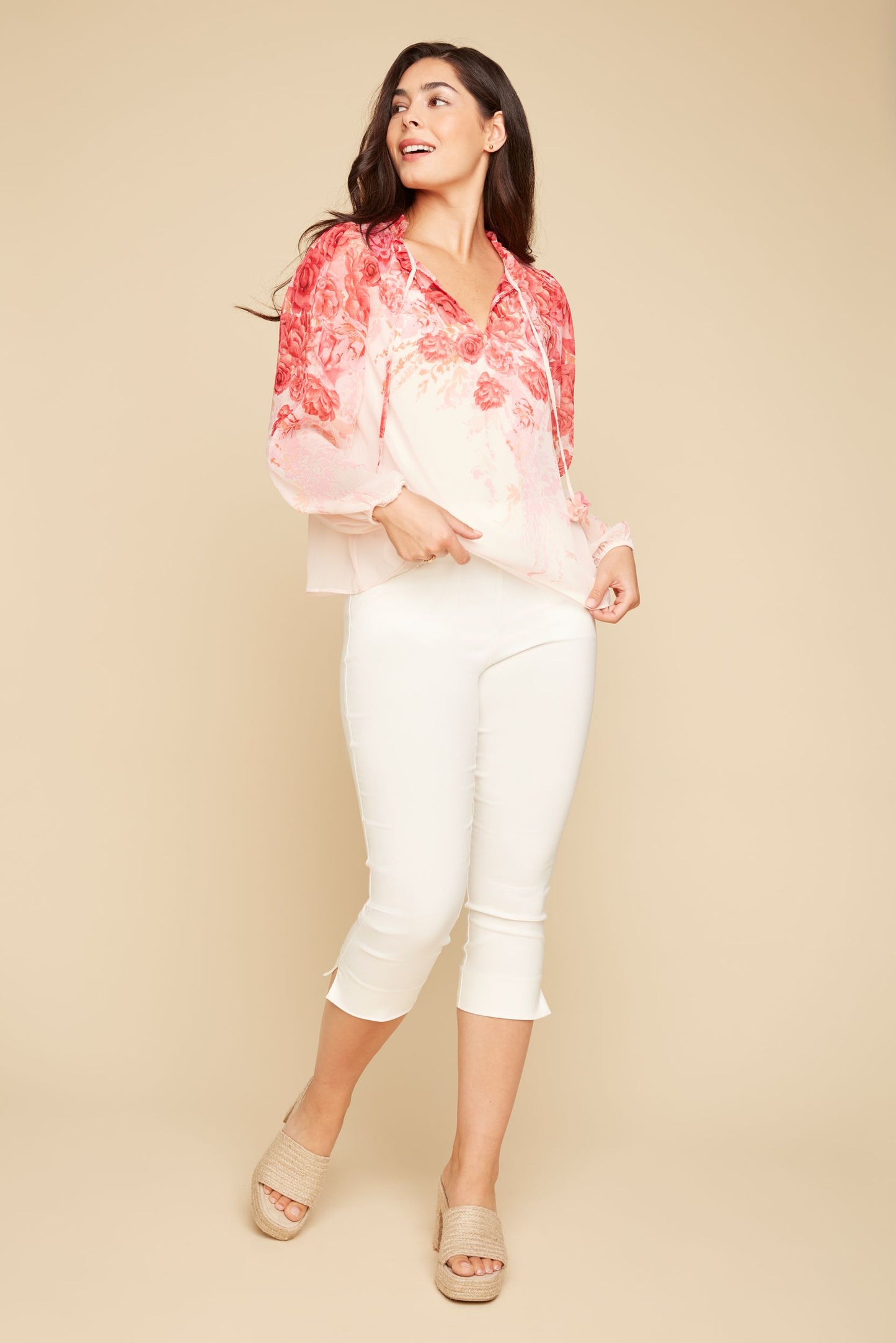 Rosette Long Sleeve Blouse