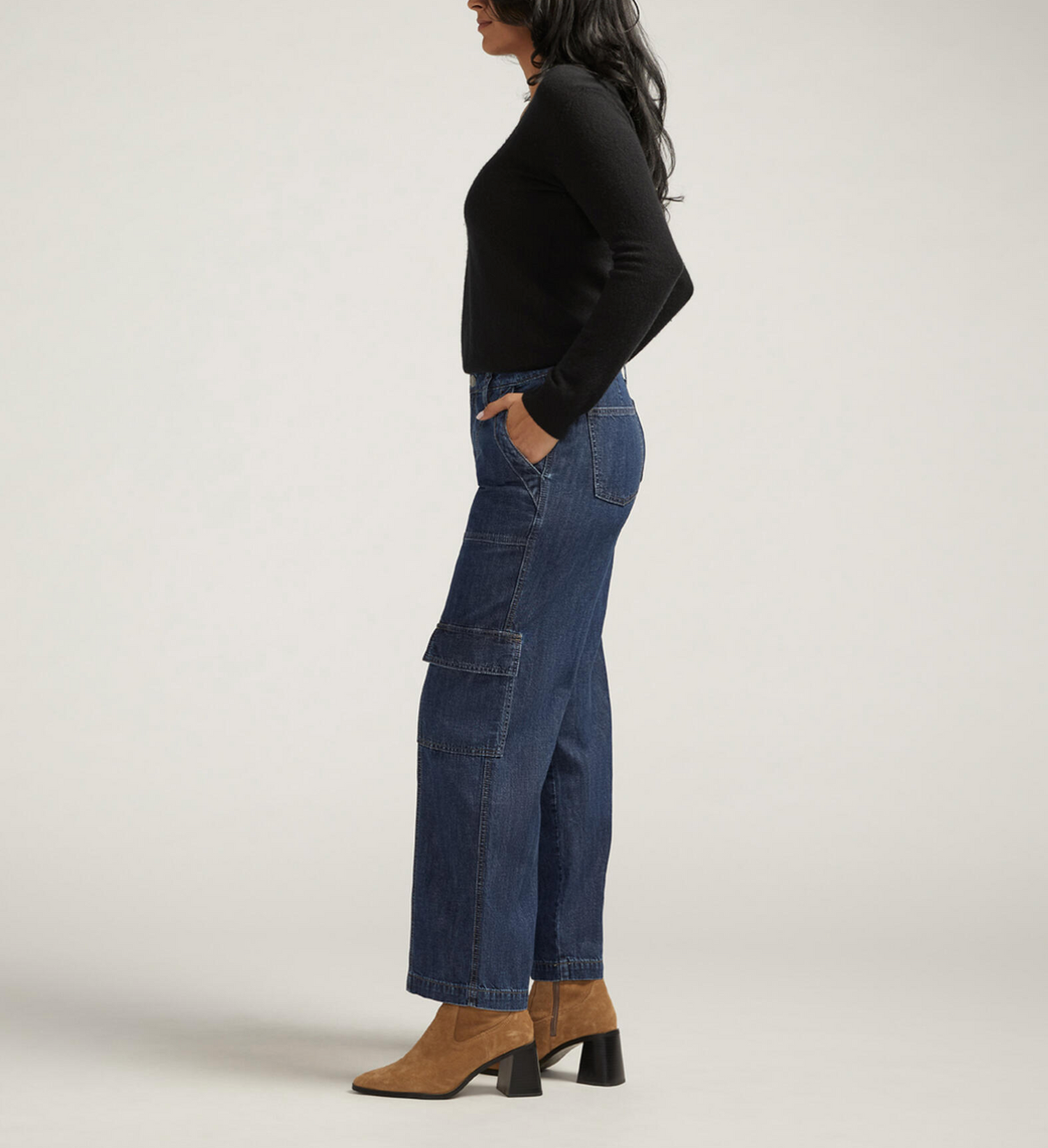 High Rise Wide Leg Cargo Jean