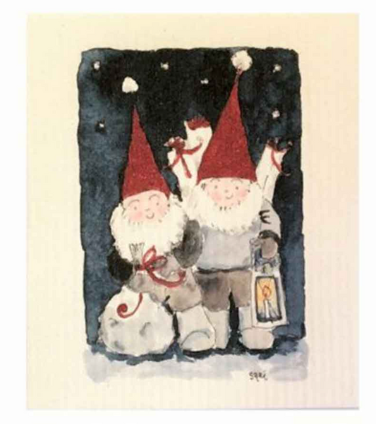 Elves W/ Present Dish Cloth