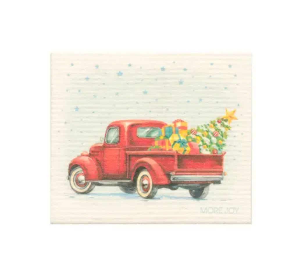 Vintage Christmas Truck Dish Cloth