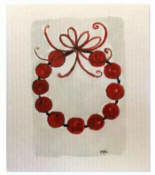 Red Berry Wreath Dish Cloth