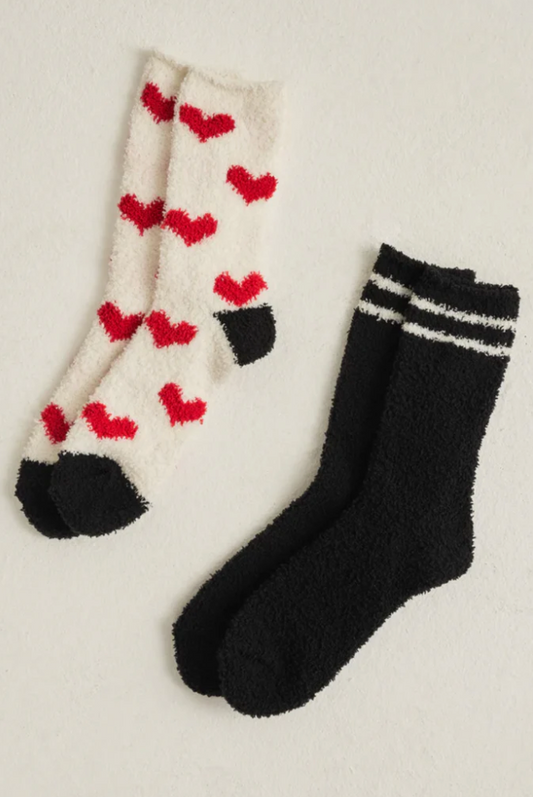 2-Pack Plush Heart Socks