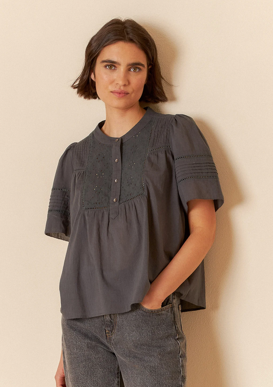 Embroidered Voile Blouse