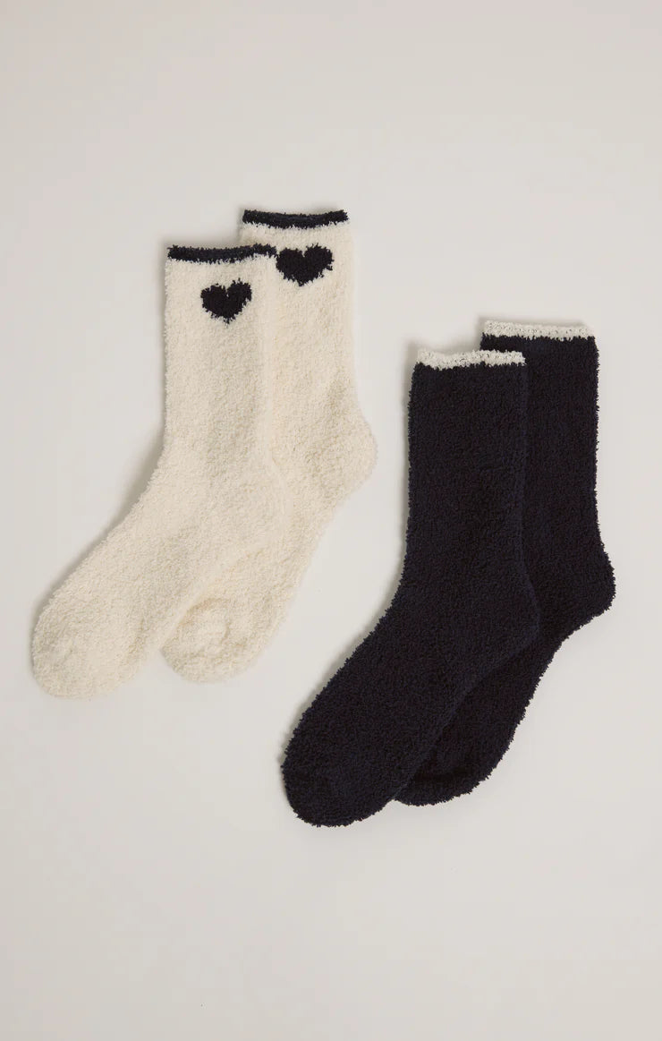 Navy Heart Sock | 2pk