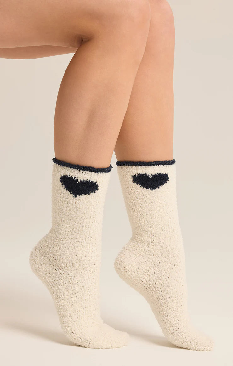 Navy Heart Sock | 2pk