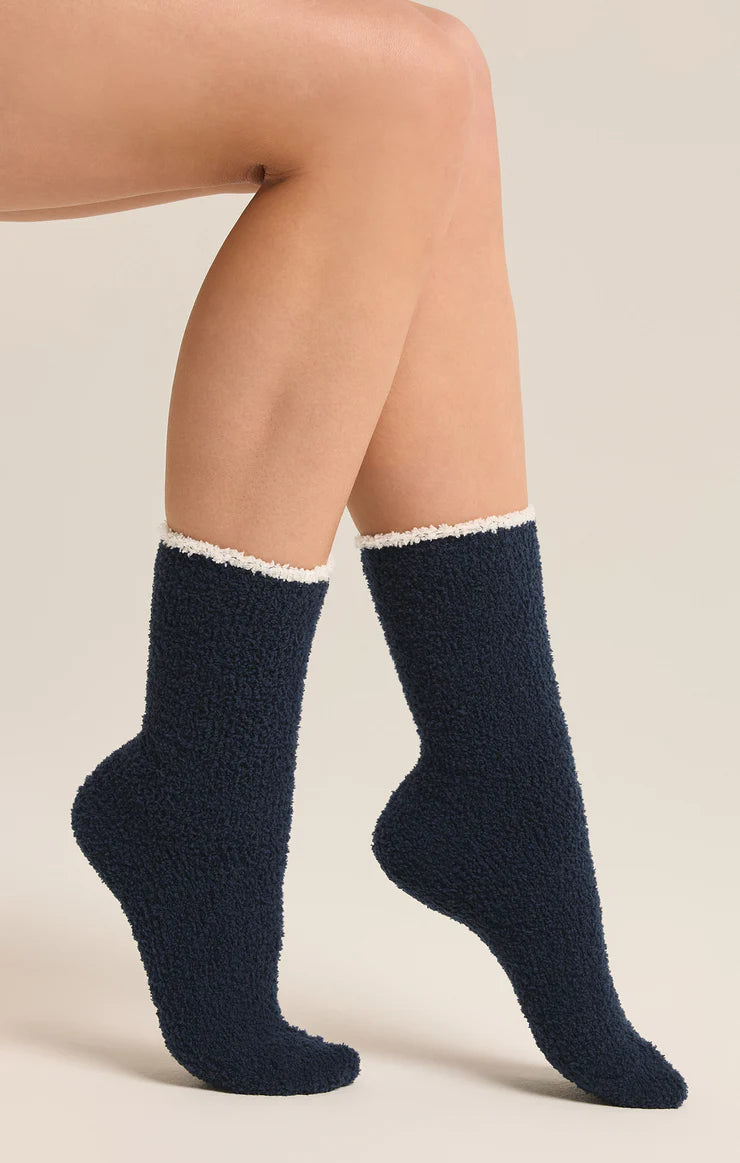 Navy Heart Sock | 2pk