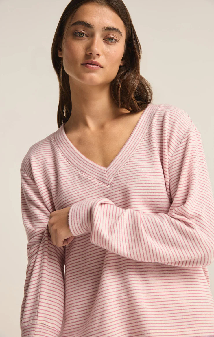 Stay Cozy Stripe Long Sleeve Top