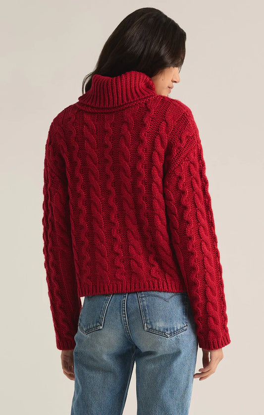 Tied To You Cable Knit Turtle Neck