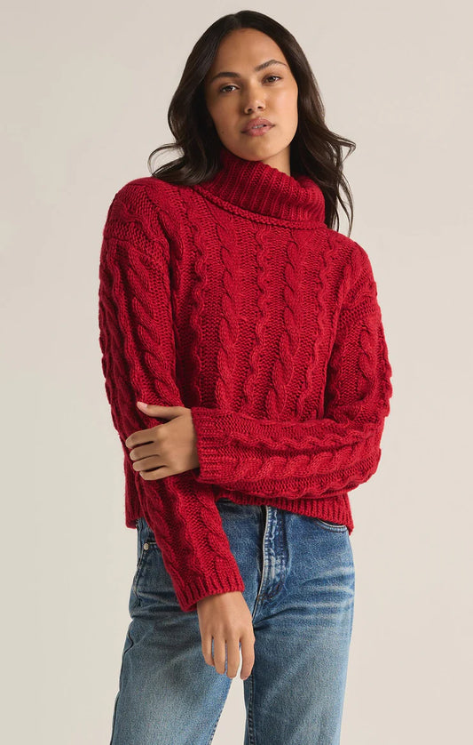 Tied To You Cable Knit Turtle Neck